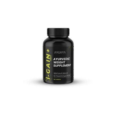 Ayuvya i-Gain+ Weight Supplement | Helps in Gaining Weight | Powerful herbs for Improving Appetite & Nutrient Absorption | With New & Improved Formula | 100% Ayurvedic | 90 Tablets