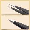 2-Pack Tweezers for Eyebrows, Facial Hair, Ingrown Hair Removal, Slant and Point Tip Tweezer Set for Women and Men, Professional Stainless Steel Precision Eyebrow Plucking Grooming with Case - Black view 3