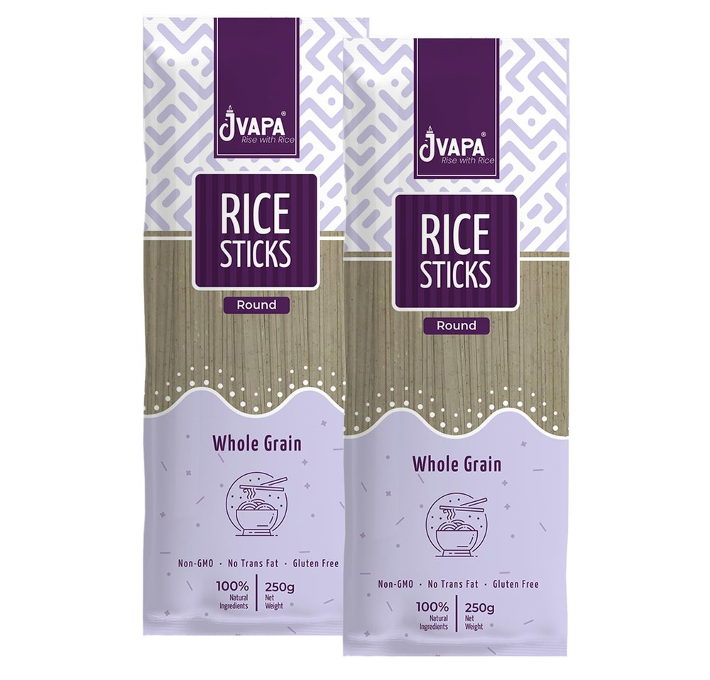 Jvapa Rice Sticks Noodles - Goodness of Healthy Beans (Red,Black,Mungbean,Soya & Sesame) | No Maida, Not Fried | Round (2 x 250 gm)