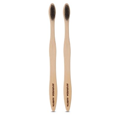 Ayurveda Amrita Bamboo ToothBrush, Charcoal Dipped Pack of 2