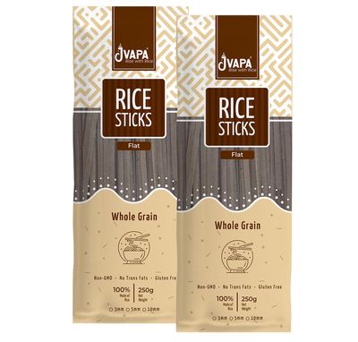 Jvapa Flat Rice Sticks Noodles - Goodness of Healthy Beans (Red,Black,Mungbean,Soya & Sesame) | No Maida, Not Fried | Flat 5 mm (2 x 250 gm)