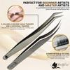 BeautyPros Lash Extension Kit - Stainless Steel Precision Tweezers set with Dolphin Shaped and Curved Pointed Tip - Tweezers for Eyelash Extension - 2-Pack view 2