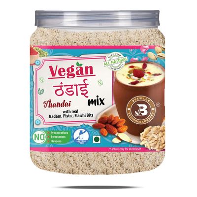 Brew Lab Vegan Thandai Drink Mix with Badam, Kesar and Elaichi | 100% Plant Based, Gluten Free, Lactose Free, Dairy Free | No Added Preservatives 250 gm