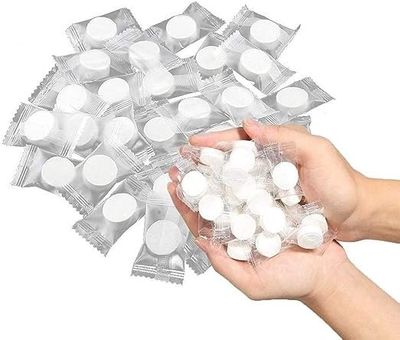 Adaamya - 200 Pcs Magic Tablet Coin Tissue Mini Compressed Cotton Towel, Disposable, Biodegradable & Multi-Purpose Wipes Facial Tissues, Magic Napkin Expands With Water (200)