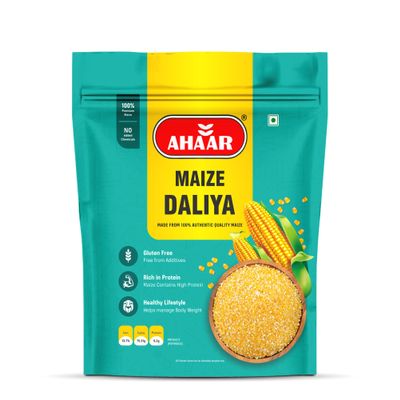 Ahaar Maize Daliya 1Kg | Makki Dalia | Corn Grit | Polenta Corn Porridge | 100% Gluten Free (500g Each X Pack 2)