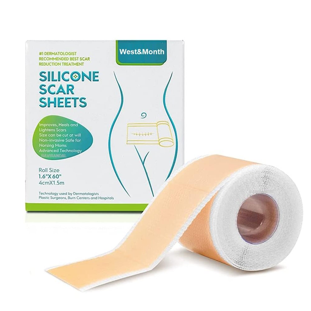 RAVIRANDAL Silicone Scar Sheets, Silicon gel sheets for Scars Transparent Medical Silicone Gel Tape for Scar Removal, Silicone Scar Tape Roll For Hypertrophic Scars and Keloids Caused by Surgery