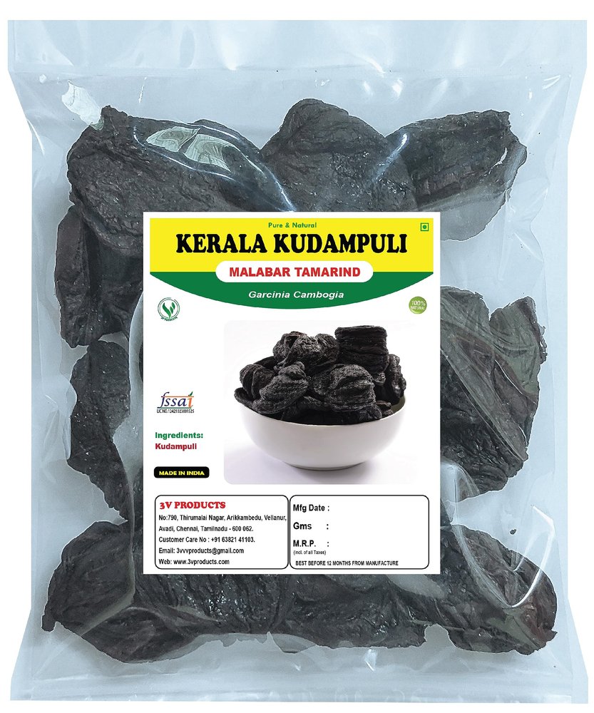 3V PRODUCTS Kudampuli | Malabar Tamarind | Garcinia Cambogia | Brindle Berry 50g