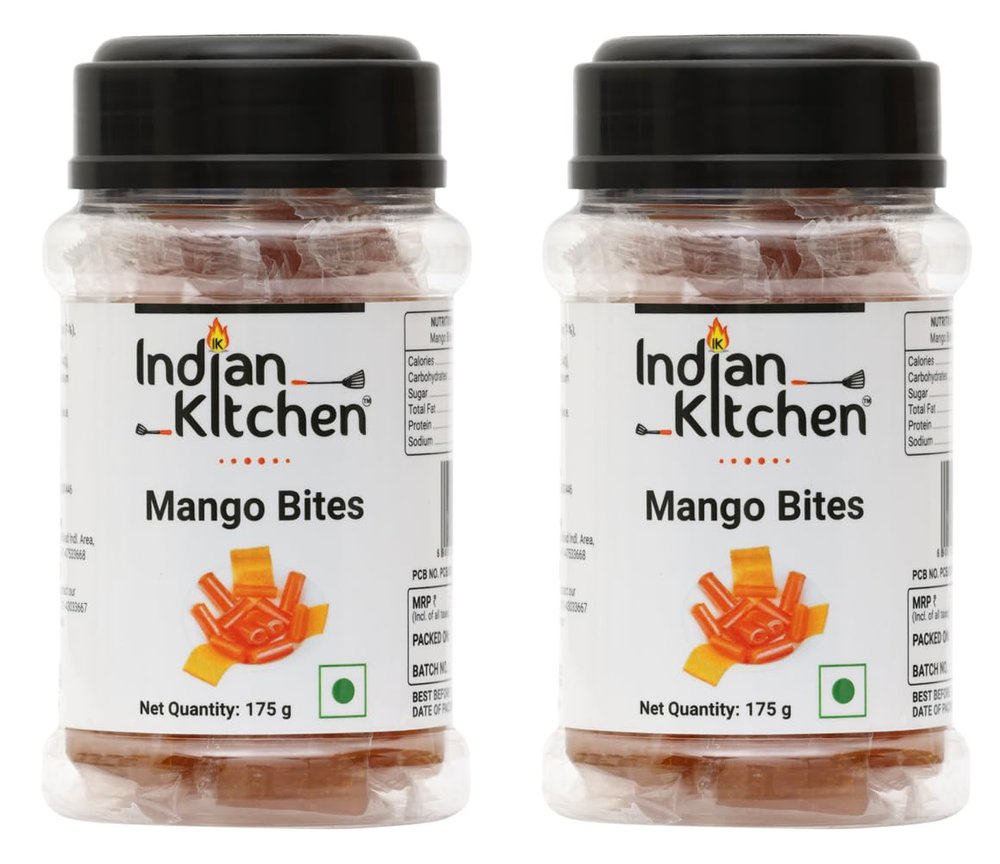Indian Kitchen Mango Bites 175g (Pack of 2) | Made with Real Mango (Aam) Pulp | Aam Papad Flavor Toffee | Premium Sweet & Tangy Mango Candy | Authentic Taste | Refreshing Treat for All Ages