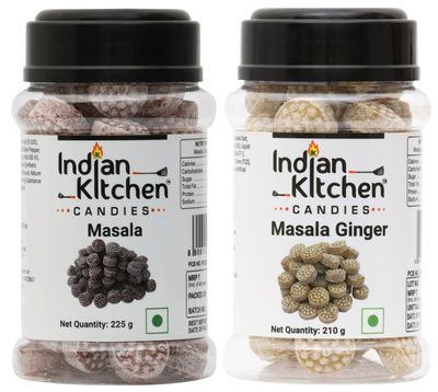 Indian Kitchen Combo Pack of Masala Candy 225g and Masala Ginger Candy 210g (Pack of 2)