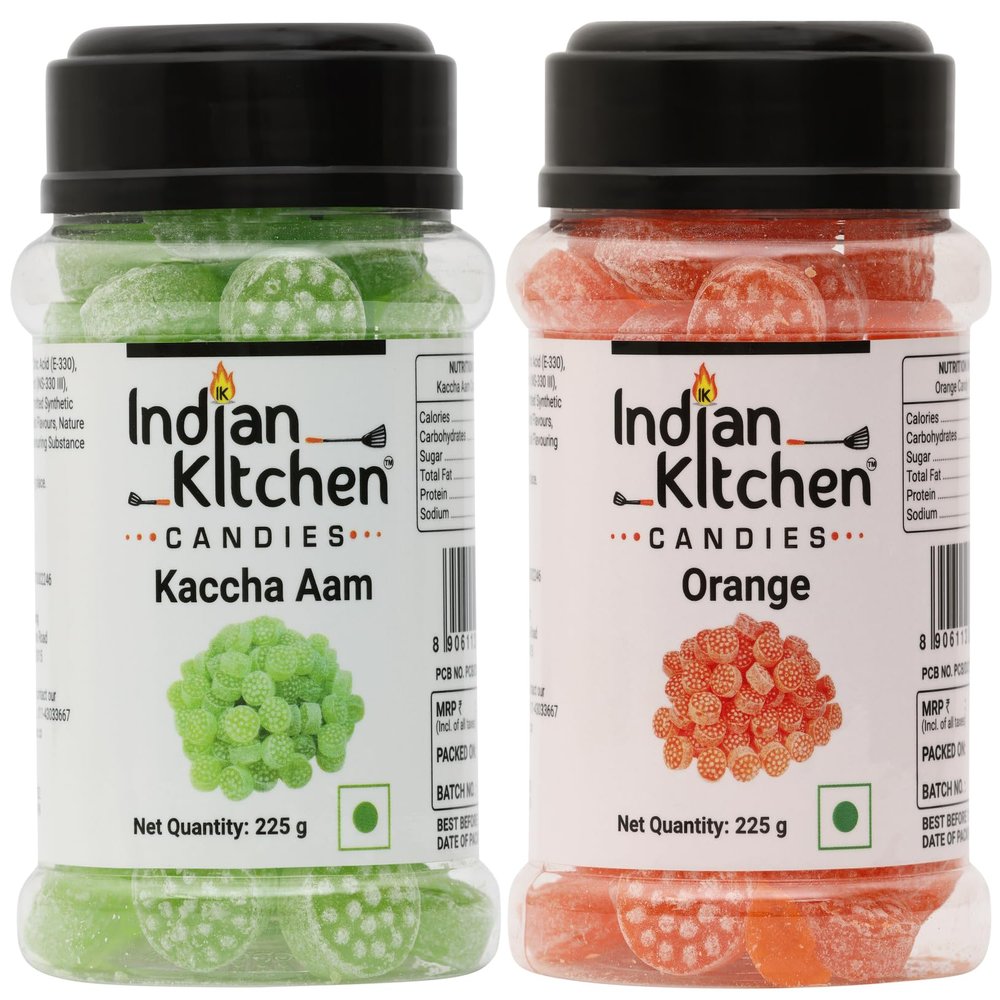 Indian Kitchen Combo Pack of Orange Candy 225g and Kacha aam Candy 225g (Pack of 2)