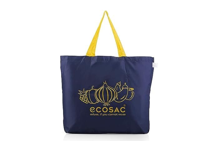 ECOSAC Vegetable Bag| Six inside Pockets| Provision Bag with Compartments | Biodegradable | Eco-friendly | Reusable and Washable | Foldable | Fashionable | 15 kg Capacity | Multicolor Pack of 10
