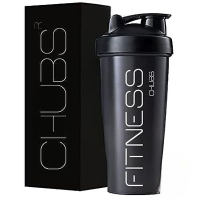 CHUBS Fitness Series Protein Shaker/Bottle For Men And Women. (Black) 700 ml, Plastic