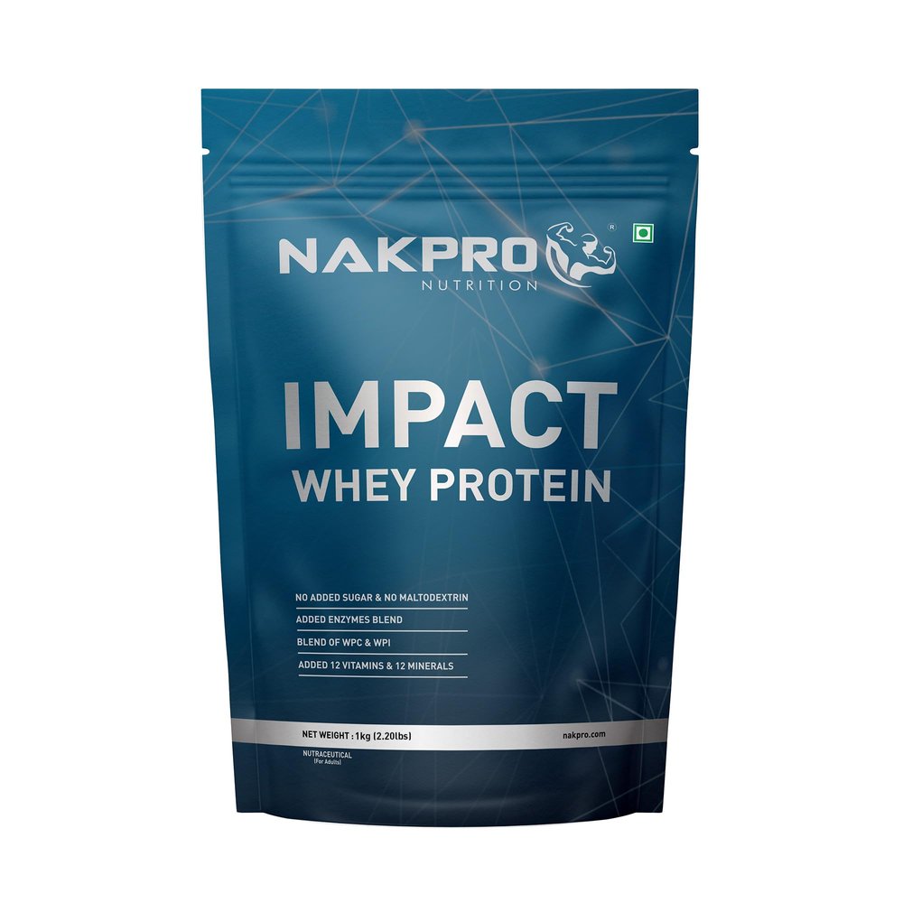 NAKPRO Impact Whey Protein 1kg | Isolate & Concentrate | 24g Protein & 4.9g BCAA | With Digestive Enzymes for better Absorption | NABL Lab Tested 100% Authentic Supplement Powder - Chocolate Cream Flavour