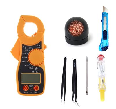CRAFTS HAVELI Combo of Digital Meter MT-87 & Tip Cleaner & Knife Cutter, Anti Static Tweezer 2Pc & 2in 1 Tester