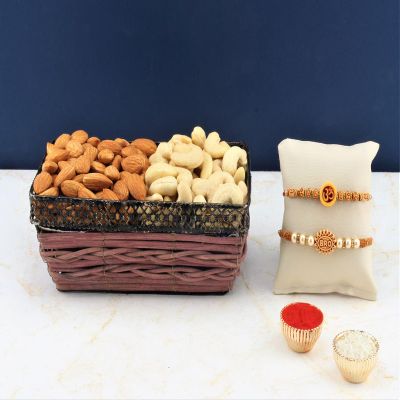 SFU E Com Set Of 2 Rakhi With Dry Fruit Hamper For Rakshabandhan Gift | Dry Fruit And Rakhi For Brother | Dry Fruit Basket Hamper | 04