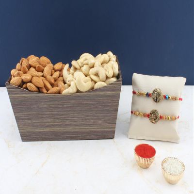 SFU E Com Set Of 2 Rakhi With Dry Fruit Hamper For Rakshabandhan Gift | Dry Fruit And Rakhi For Brother | Dry Fruit Basket Hamper | 43