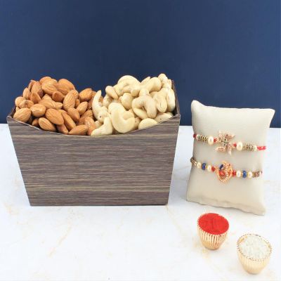 SFU E Com Set Of 2 Rakhi With Dry Fruit Hamper For Rakshabandhan Gift | Dry Fruit And Rakhi For Brother | Dry Fruit Basket Hamper | 51