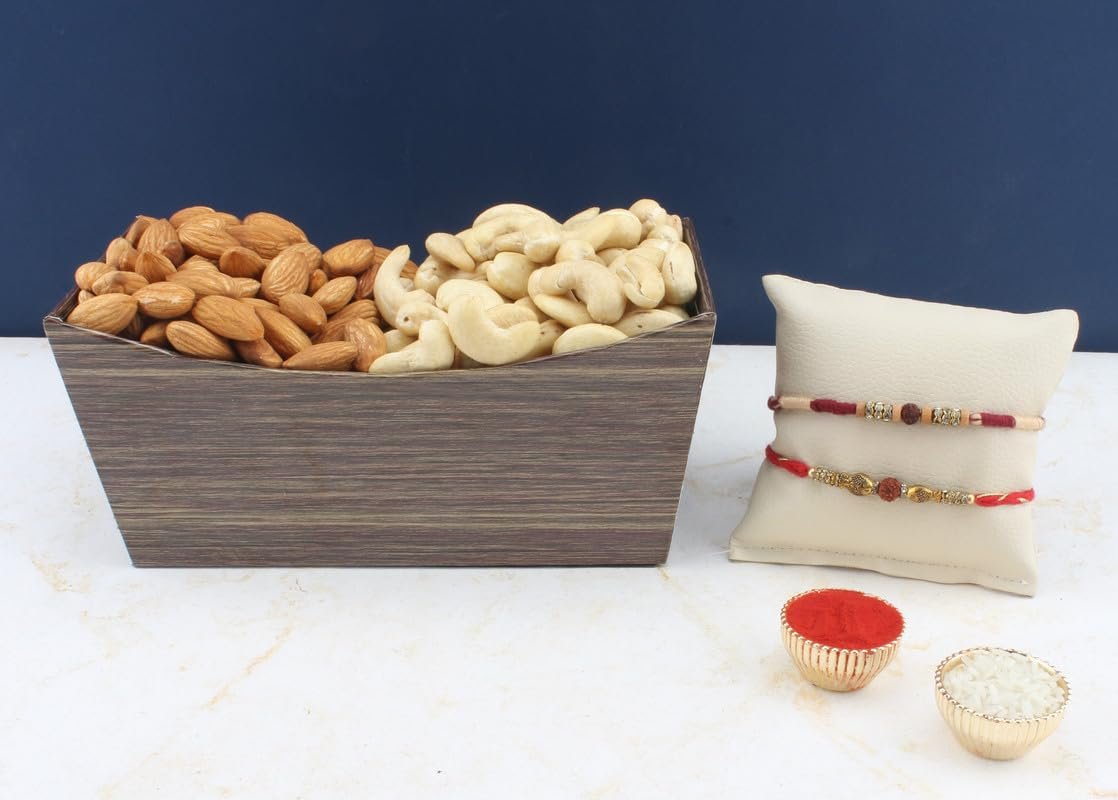 SFU E Com Set Of 2 Rakhi With Dry Fruit Hamper For Rakshabandhan Gift | Dry Fruit And Rakhi For Brother | Dry Fruit Basket Hamper | 53