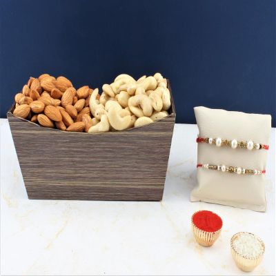 SFU E Com Set Of 2 Rakhi With Dry Fruit Hamper For Rakshabandhan Gift | Dry Fruit And Rakhi For Brother | Dry Fruit Basket Hamper | 37