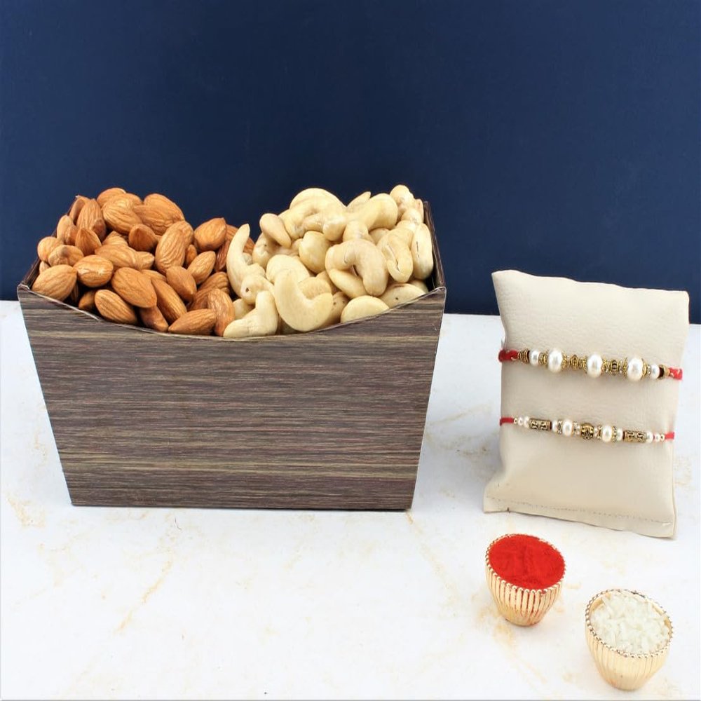 SFU E Com Set Of 2 Rakhi With Dry Fruit Hamper For Rakshabandhan Gift | Dry Fruit And Rakhi For Brother | Dry Fruit Basket Hamper | 37