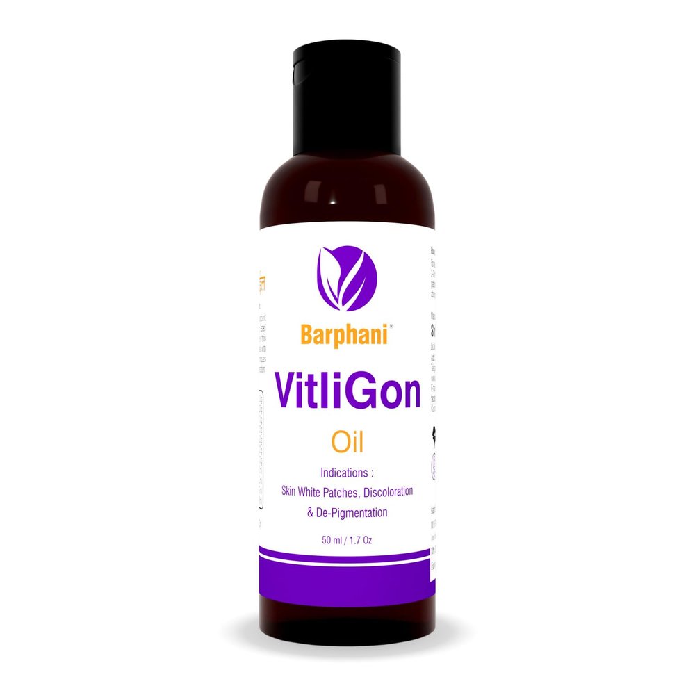 Barphani VitliGon Oil 200ml Super Effective on Vitiligo White Patches, Discolouration, De-Pigmentation, Faster Results, Helps Restricts Spread