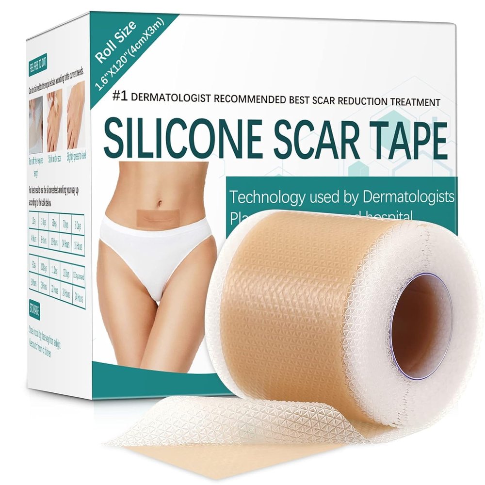 Bonzella Scar Sheets, Silicone Scar Removal Tape for Men and Women, Easy-Tear Soft Scar Removal for Post Surgery & Acne,C-section,Burn,Keloid & Surgical Scar,face,Wrinkles,inner sense Scar Hiding Tape(1.6"x60" Roll)