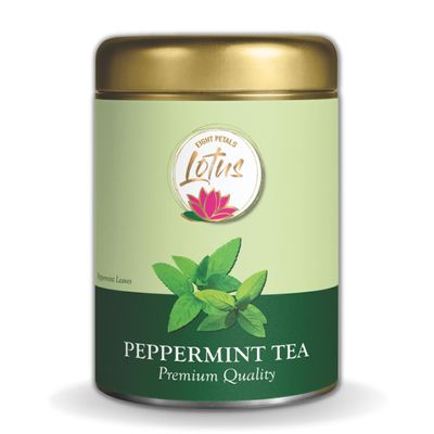 Eight Petals Lotus Peppermint Herbal Tea | Soothing & Relaxing | Perfect for Cooling Refresh | Gluten Free | No Chemical | Caffeine Free | 100% Natural | 50g Tin