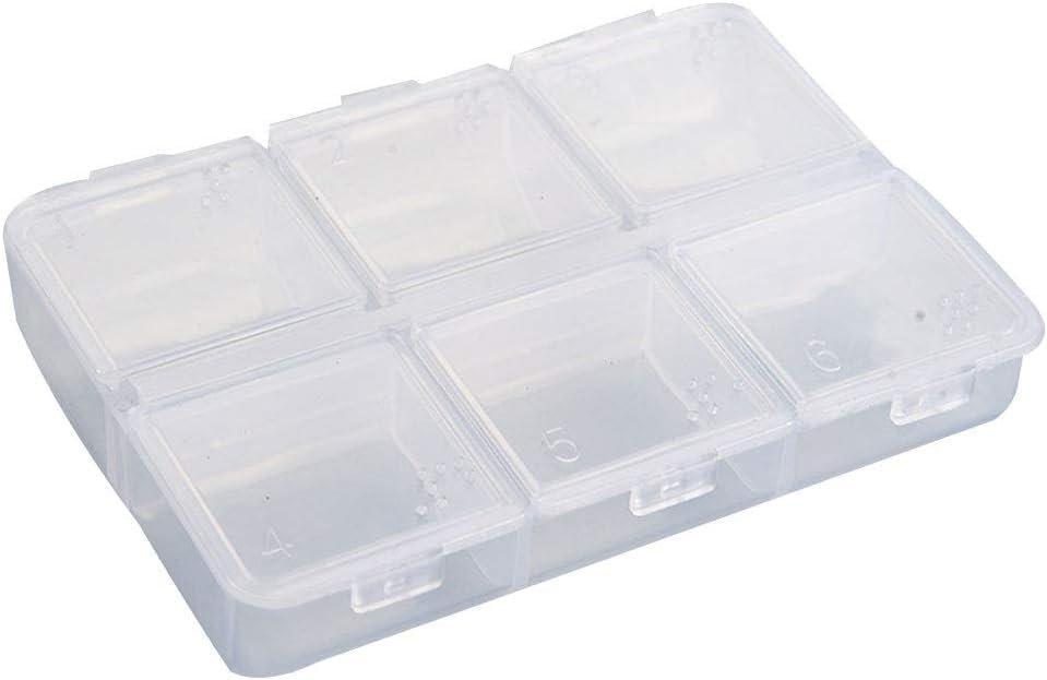 Cazuela Pill Boxes, Daily Pill Boxes, Transparent Pill Box, Pill Storage Box, Comes with Braille Medicine Dispenser with 6 Compartments for Travel and Outdoor (Pack of 2)