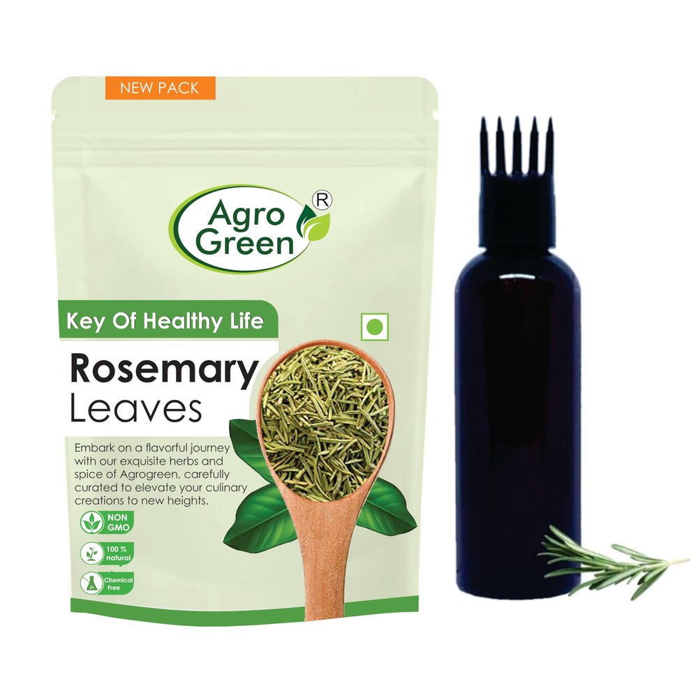 Agrogreen Rosemary Dried Leaves For Hair Growth With Applicator 100% Pure & Natural - Rosemary Herb Tea - 200gm
