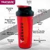 Trueware Tornado Gym Shaker With PP Blender Ball | Plastic | 700 ML | Red | Leak Proof | Ideal for Protein | Preworkout and BCAAs, BPA Free | Ideal Workout Thender for Fitness Lovers view 3