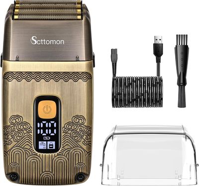 Scttomon Electric Razor for Men - Rechargeable Triple Blade Shaver, Waterproof Professional Foil, Cordless Travel Shaver