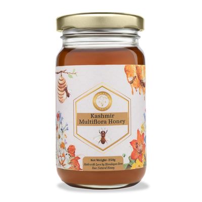 Himalayan Firefly Kashmir MultiFloral Honey 250ml | 100% Pure Himalayan Honey | Natural Sweetener with Rich Floral Aroma & Taste | No Added Sugar | for Tea Coffee Desserts Baking | Glass Bottle