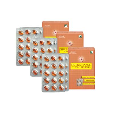 Nutricharge Veg Omega Plant based omega Soothes dry and flaky scalp (Pack Of 3)