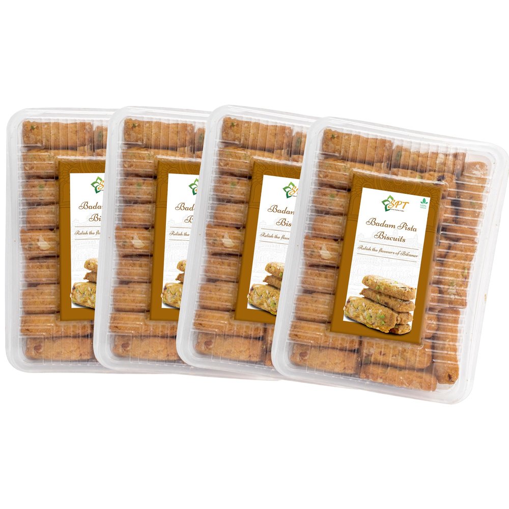 SPT Badam Pista Biscuits | 1.6Kg | Authentic Biscuits By Shree Parswa Traders | Oats, Ghee, Choco, Coconut Powder, Almonds, Pistachios | Traditional Badam Pista Biscuits