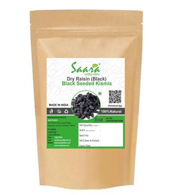 Saara HERBAL FRESH Black kismis Seeded, 100g, Dried kali Draksh, Black Raisins Seed, Fresh Munakka Dry Fruits Black, Raisins With Seeds For Cooking, Baking and Snacking (Pack of 1 X 100g)
