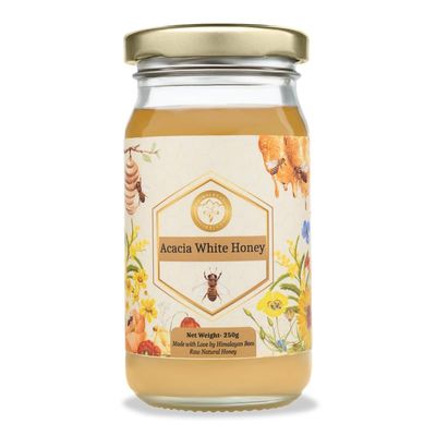 Himalayan Firefly Acacia White Honey 250ml 100% Pure Himalayan Honey Natural Sweetener with Mild Floral Flavor No Added Sugar Glass Bottle