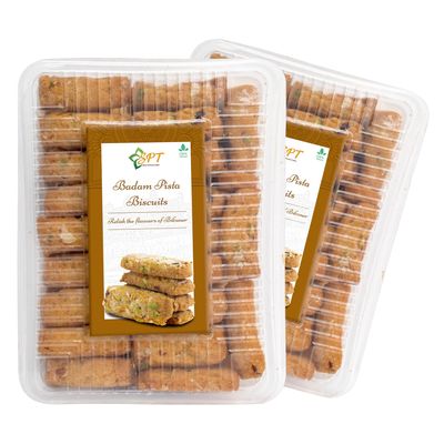 SPT Badam Pista Biscuits | 800Gm | Authentic Biscuits By Shree Parswa Traders | Oats, Ghee, Choco, Coconut Powder, Almonds, Pistachios | Traditional Badam Pista Biscuits