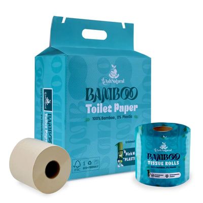 Ash Natural Bamboo Toilet Tissue Paper Rolls-270 Pulls Roll| Natural 2 Ply Eco-friendly, Soft, Absorbent & Skin Friendly Bathroom Wipes| Brown Biodegradable| Unbleached wipes (Pack of 12)