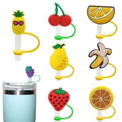 8 PCS Cute Fruits Straw Tips Covers,Reusable Silicone Straw Tip Toppers for 7-8 mm,Dust-proof Straw Covers Cap Plugs,Anti-dust Straw Cover Cap