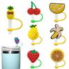8 PCS Cute Fruits Straw Tips Covers,Reusable Silicone Straw Tip Toppers for 7-8 mm,Dust-proof Straw Covers Cap Plugs,Anti-dust Straw Cover Cap view 1