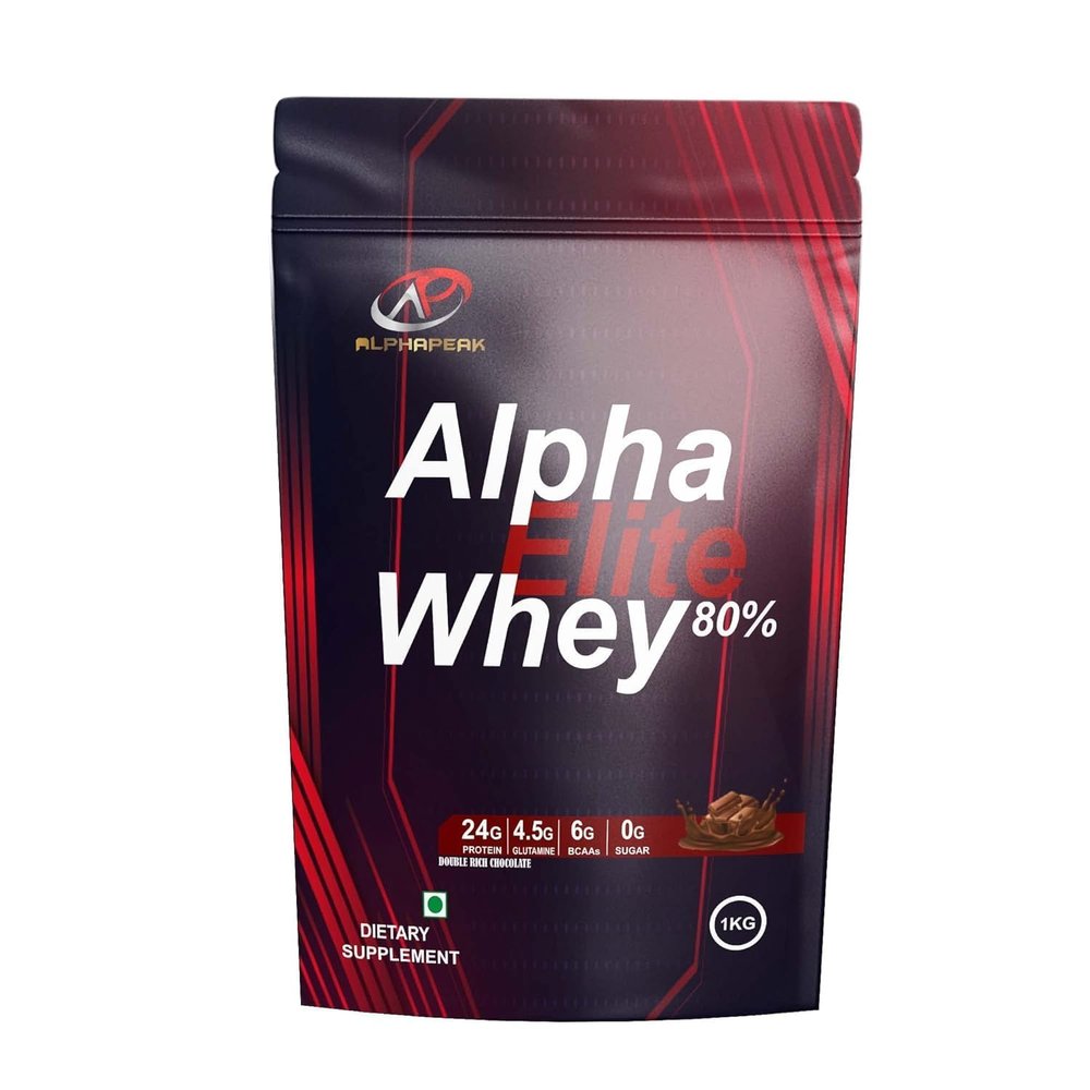 Alphapeak ALPHA ELITE 80% WHEY Protein serving with Digestive Enzymes,Vitamin & Minerals Chocolate Flavour (1 kg)