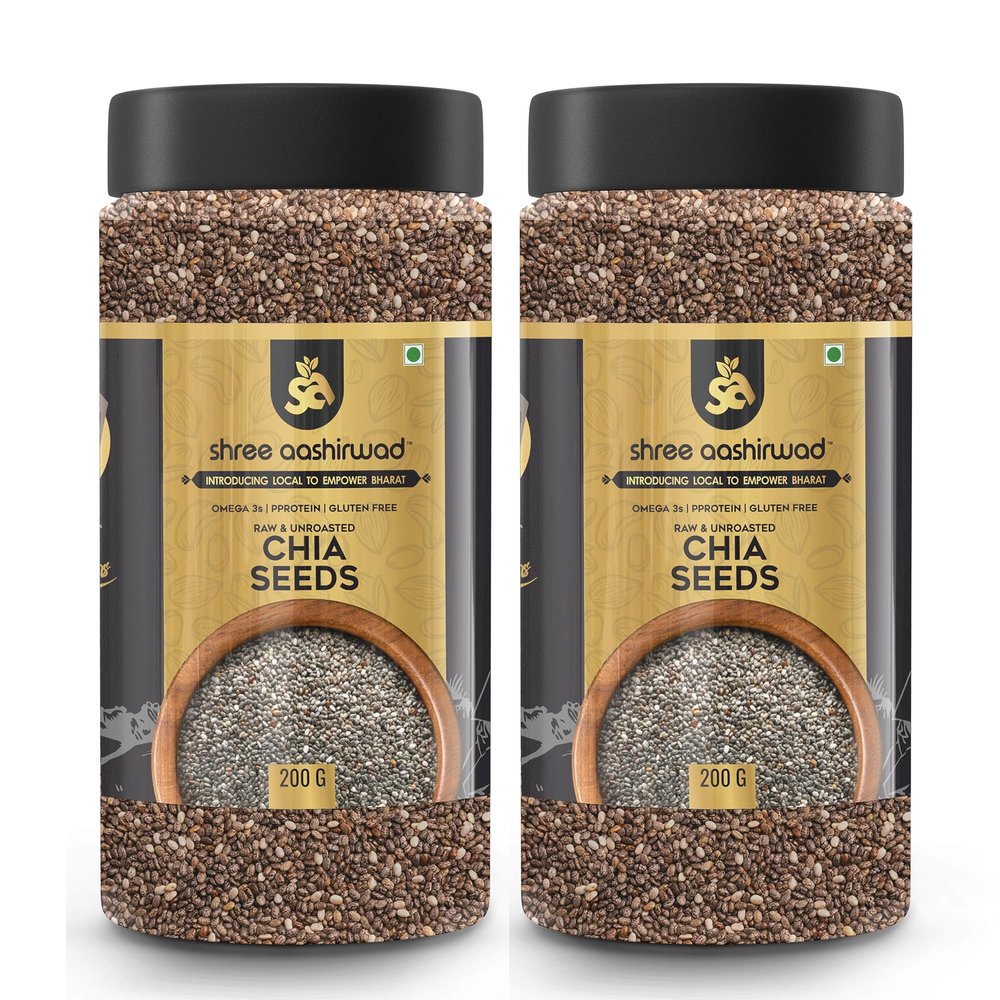 Shree Aanantam Chia Seeds 200gm x 2- Rich in Omega - 3 and Fibre | Seeds for Summer | Non-GMO | Diet Snacks | Seeds for Eating