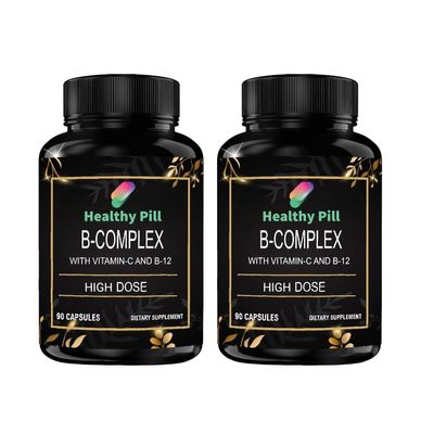 Healthy Pill B-Complex with Vitamin C - Immune Health, Energy Support & Nervous System Support, 180 Capsules Pack of 2