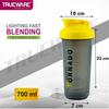 Trueware Tornado Gym Shaker With Steel Blender Ball | Plastic | 700 ML | Yellow | Leak Proof | Ideal for Protein | Preworkout and BCAAs, BPA Free | Ideal Workout Thender for Fitness Lovers view 2