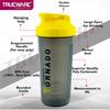 Trueware Tornado Gym Shaker With Steel Blender Ball | Plastic | 700 ML | Yellow | Leak Proof | Ideal for Protein | Preworkout and BCAAs, BPA Free | Ideal Workout Thender for Fitness Lovers view 3
