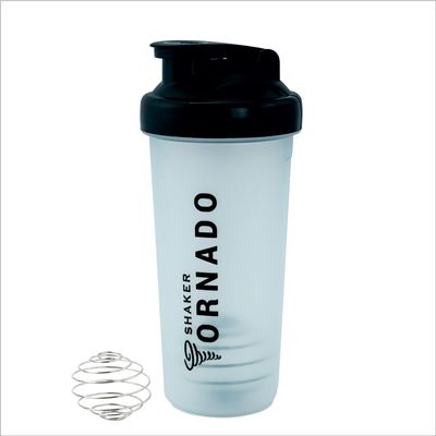 Trueware Tornado Gym Shaker With Steel Blender Ball | Plastic | 700 ML | Black | Leak Proof | Ideal for Protein | Preworkout and BCAAs, BPA Free | Ideal Workout Thender for Fitness Lovers