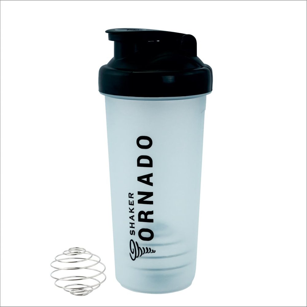 Trueware Tornado Gym Shaker With Steel Blender Ball | Plastic | 700 ML | Black | Leak Proof | Ideal for Protein | Preworkout and BCAAs, BPA Free | Ideal Workout Thender for Fitness Lovers