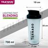Trueware Tornado Gym Shaker With Steel Blender Ball | Plastic | 700 ML | Black | Leak Proof | Ideal for Protein | Preworkout and BCAAs, BPA Free | Ideal Workout Thender for Fitness Lovers view 2