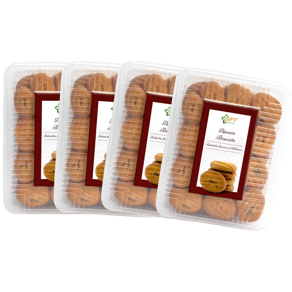 SPT Ajwain Biscuits | 1.6Kg | Authentic Biscuits By Shree Parswa Traders | Oats, Ghee, Choco, Coconut Powder, Almonds, Pistachios | Traditional Ajwain Biscuits