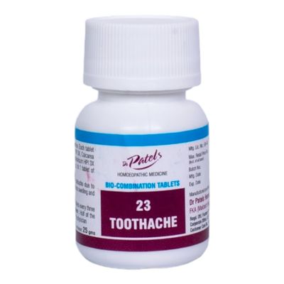 Dr Patel's Homeopathic Bio-Combination No. 23 Toothache Tablets | Natural Relief for Neuralgic Pain and Toothache, and Prevents Teeth Loosening - 25g (Pack of 1)
